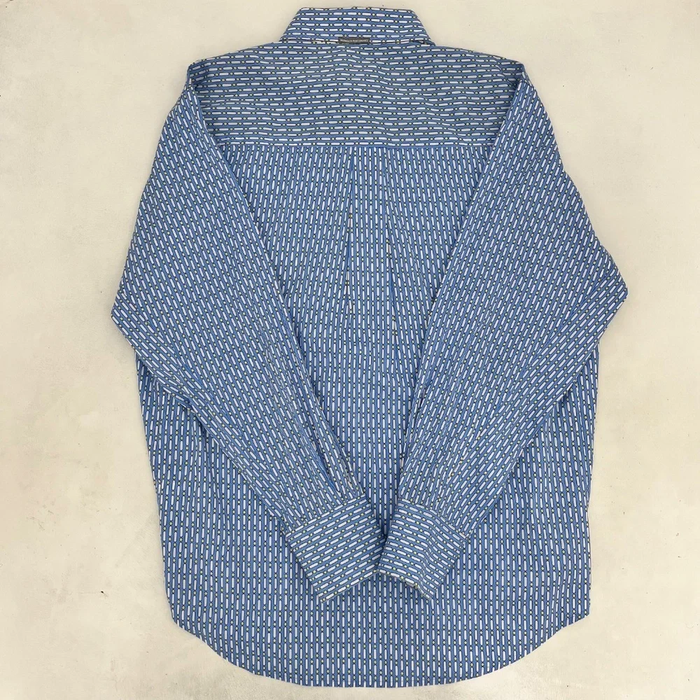 Wrangler 20X Competition Mens Size XL Button Down Shirt Blue Geometric Print - Picture 4 of 10